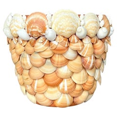 Vintage Coastal Shell Encrusted Planter