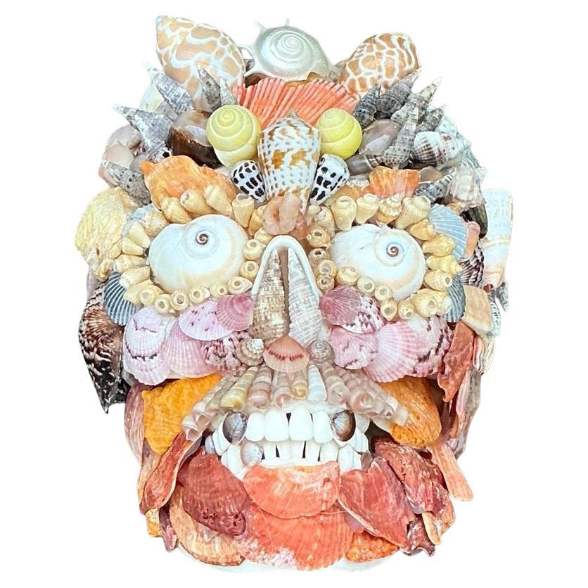 Vintage Coastal Shell Encrusted Skull