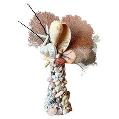 Vintage Coastal Shell Encrusted Totem