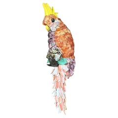 Vintage Coastal Shell Encrusted Wall Mount Cockatoo