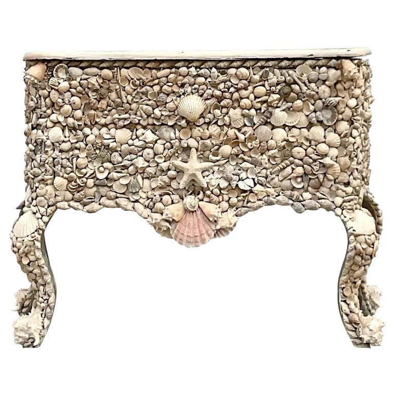 Vintage Coastal Shell Lowboy For Sale at 1stDibs