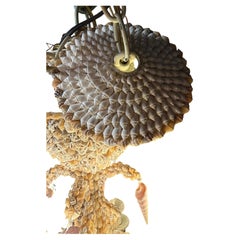 Vintage Coastal Shell Seashell Encrusted Coastal Palm Beach 12 Light Chandelier