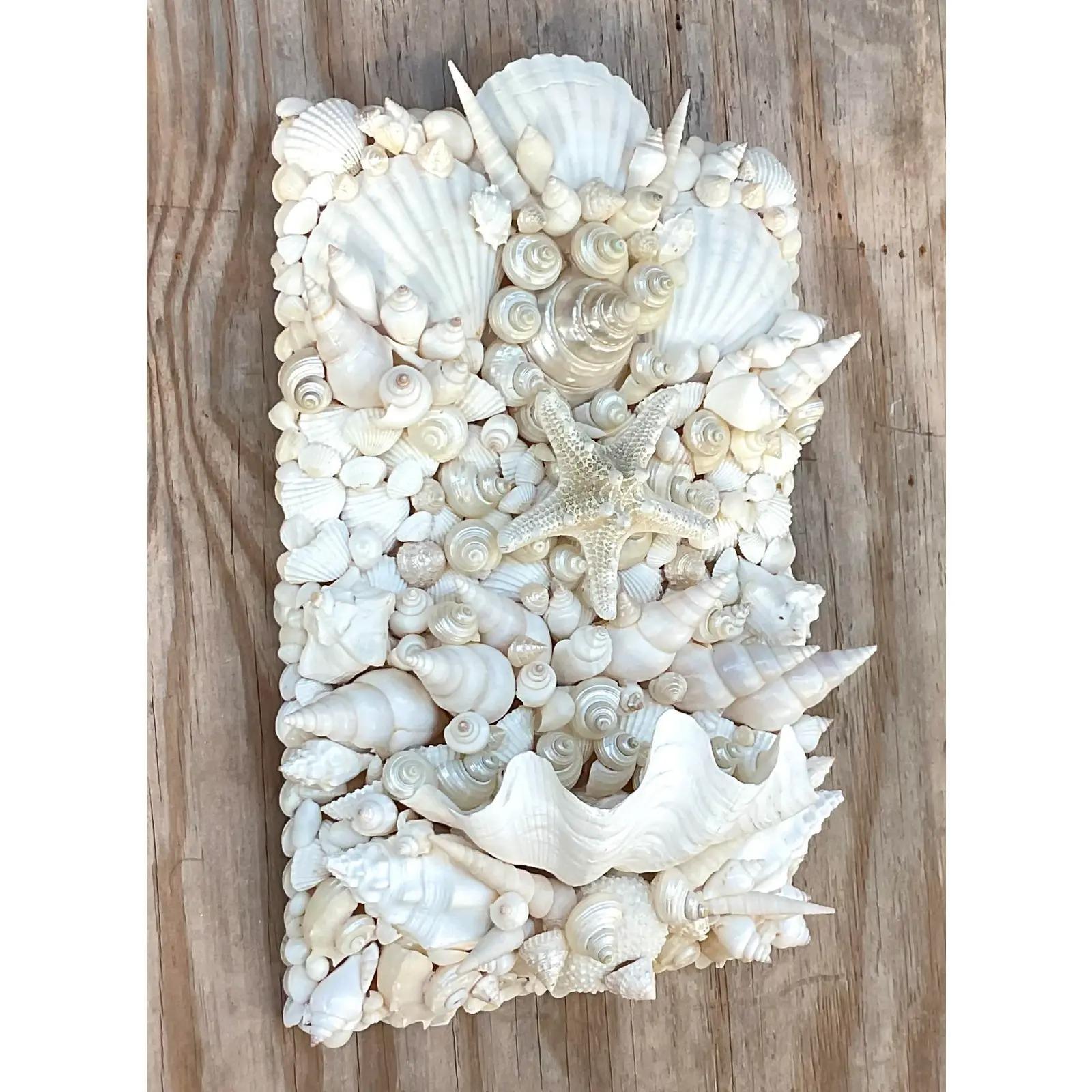Vintage Coastal Shell Wall Candle Sconce In Good Condition In west palm beach, FL