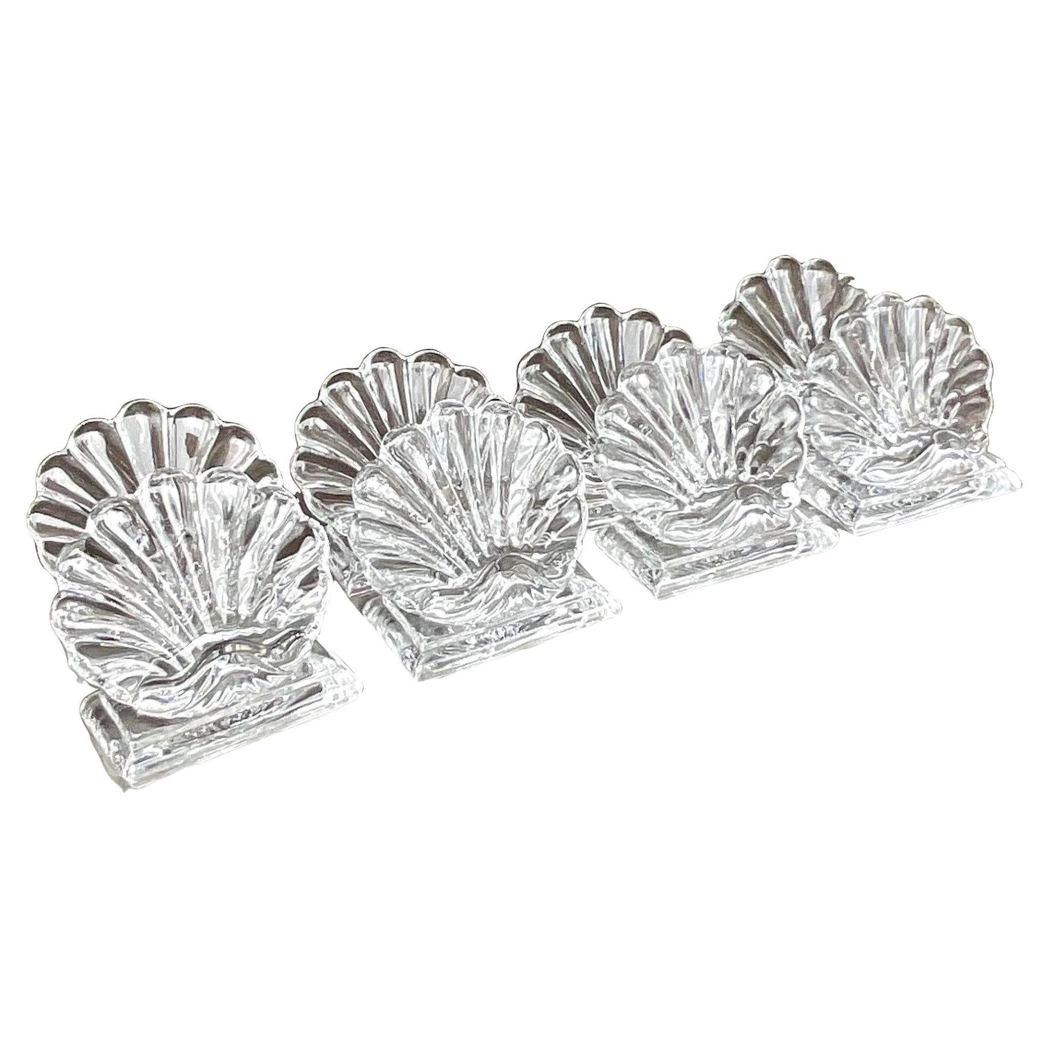 Set di 8 segnaposto in cristallo Baccarat vintage firmati Coastal