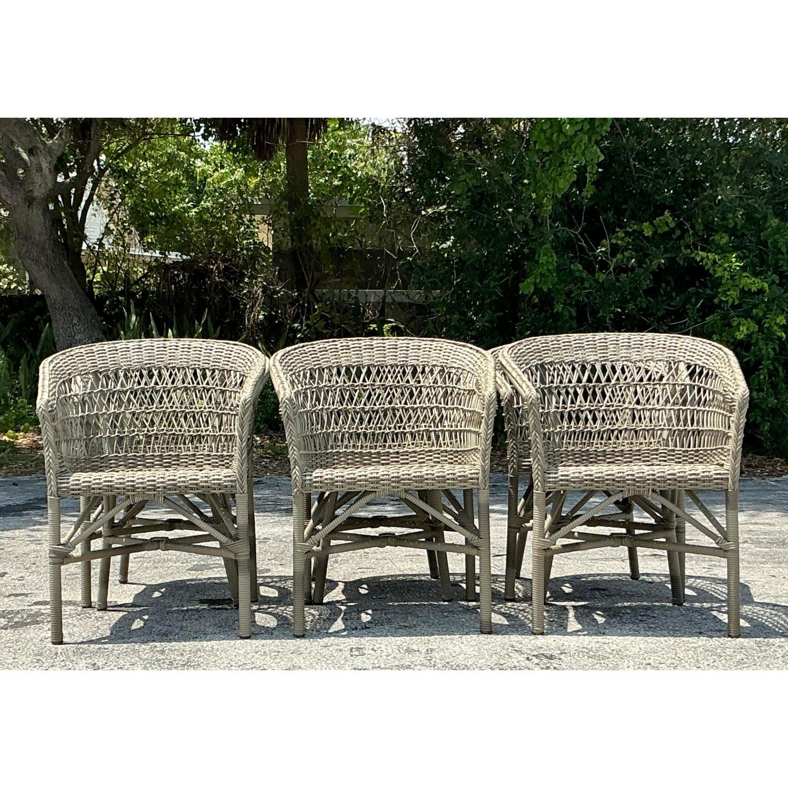 Sedie da pranzo in rattan intrecciato vintage Coastal Sika Designs - Set di 6 sedie In condizioni buone in vendita a West Palm Beach, FL