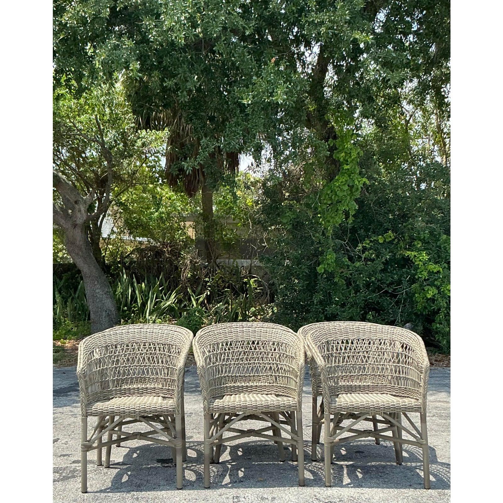 Sedie da pranzo in rattan intrecciato vintage Coastal Sika Designs - Set di 6 sedie in vendita 2