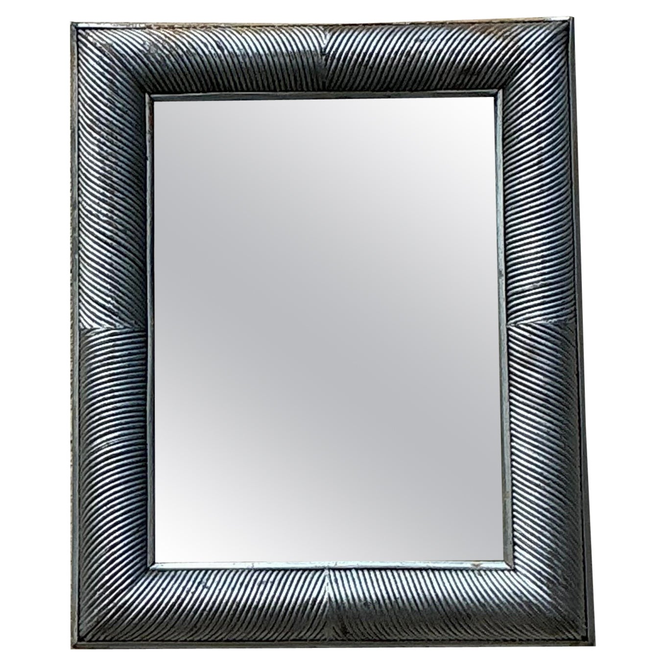 Miroir Vintage Coastal Silver Pencil Reed Distressed en vente