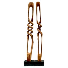 Abstrakte Holz-Twist-Skulpturen im Vintage-Stil, ein Paar