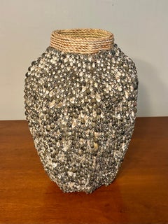 Vintage Coastal Schneckenhaus und Seil Vase Hand Made in den Philippinen