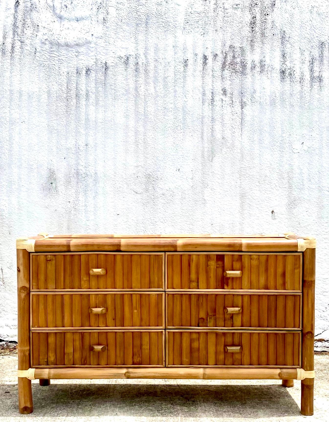 Organic Modern Vintage Coastal Split Bamboo Dresser