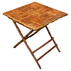 Mesa plegable Vintage Coastal de bambú partido