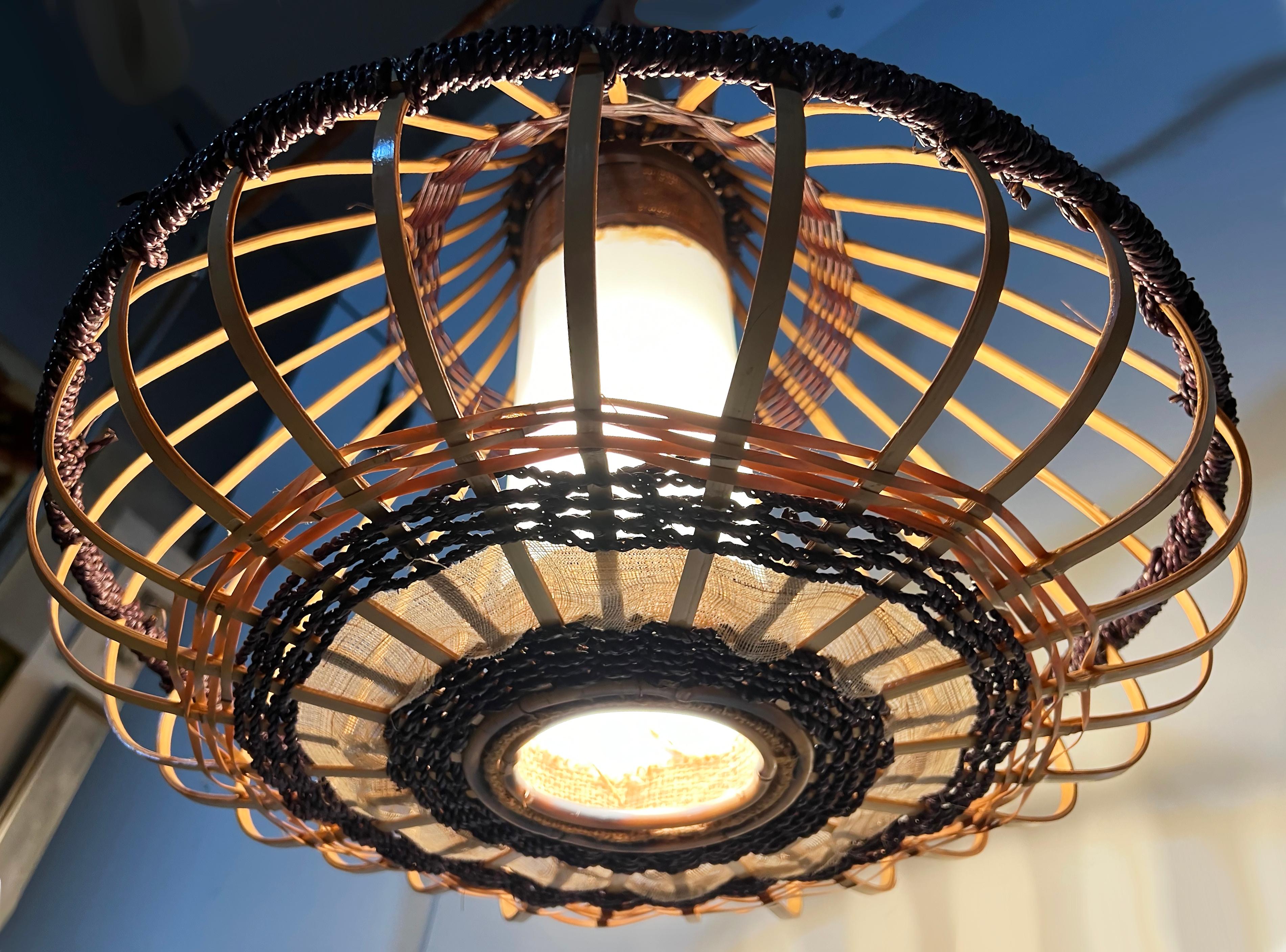 Lámpara colgante Vintage Coastal Split Rattan Reed Teardrop Tejido a mano en venta