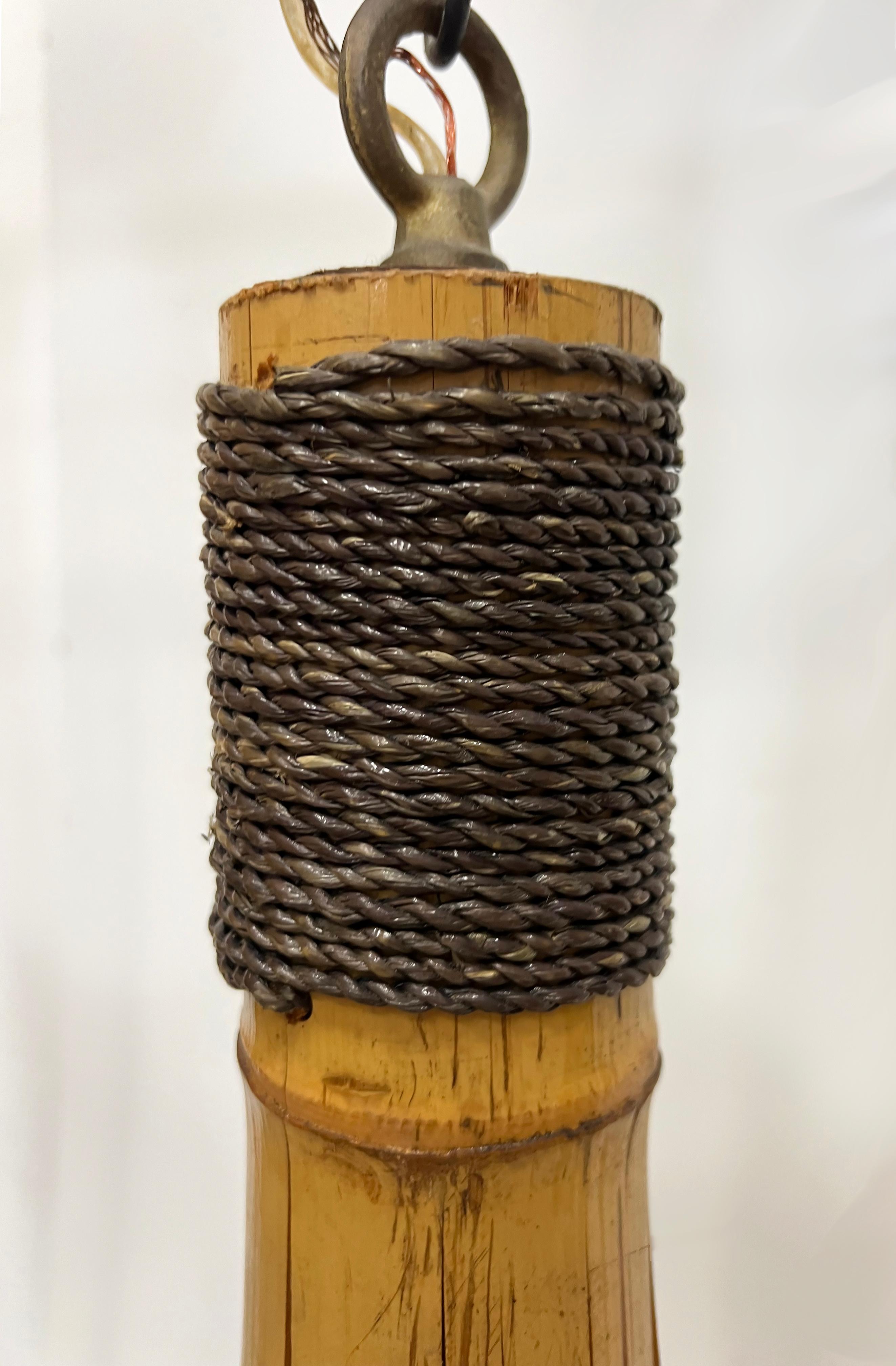 Lámpara colgante Vintage Coastal Split Rattan Reed Teardrop en venta 2