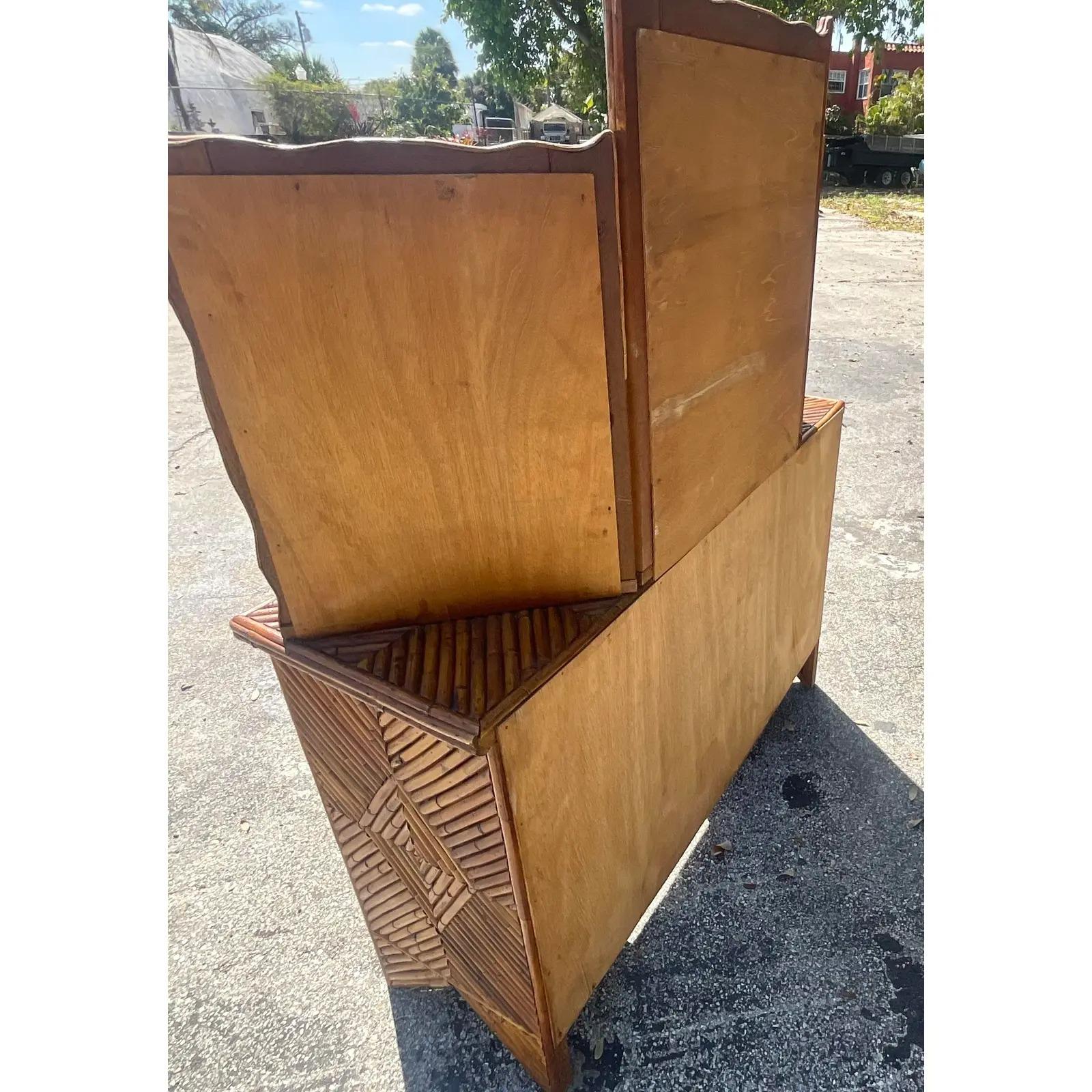 Vintage Coastal Split Rattan Vanity 2
