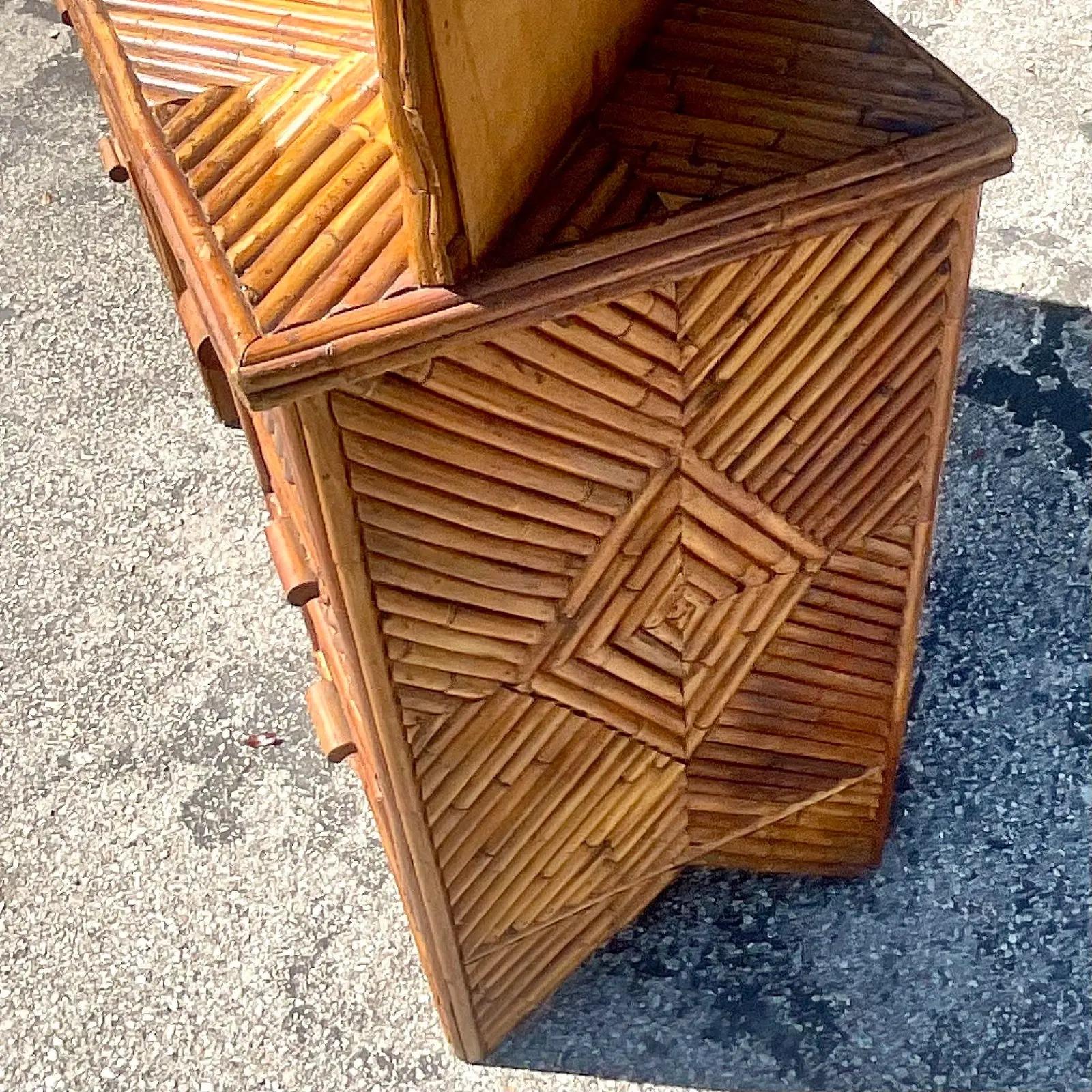 Vintage Coastal Split Rattan Vanity 4