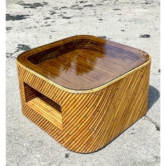 Vintage Coastal Split Reed Coffee Table