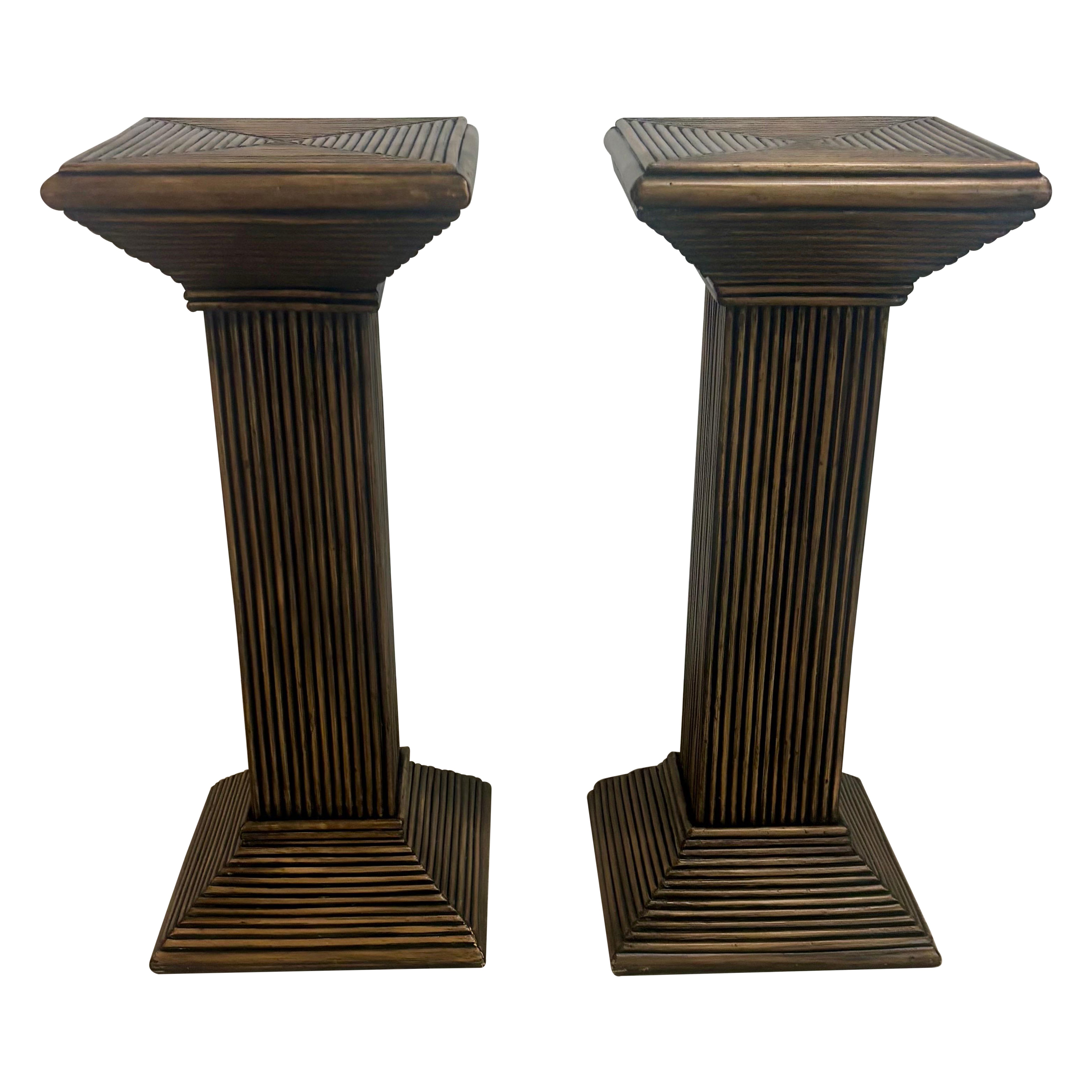 Vintage Coastal Split Reed Pedestals For Sale