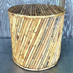 Vintage Coastal Split Reed Side Table