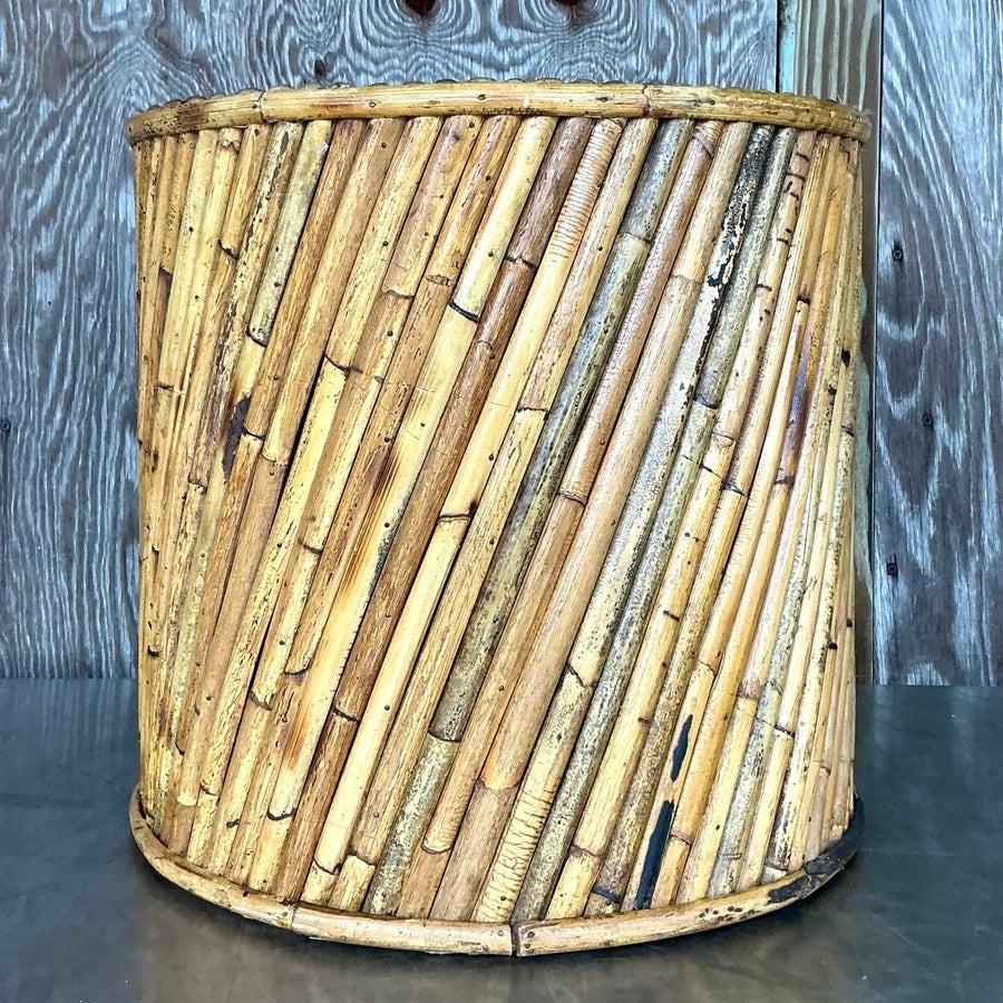 Philippine Vintage Coastal Split Reed Side Table For Sale
