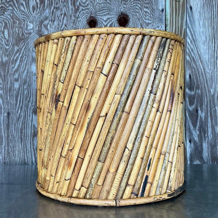 20th Century Vintage Coastal Split Reed Side Table For Sale