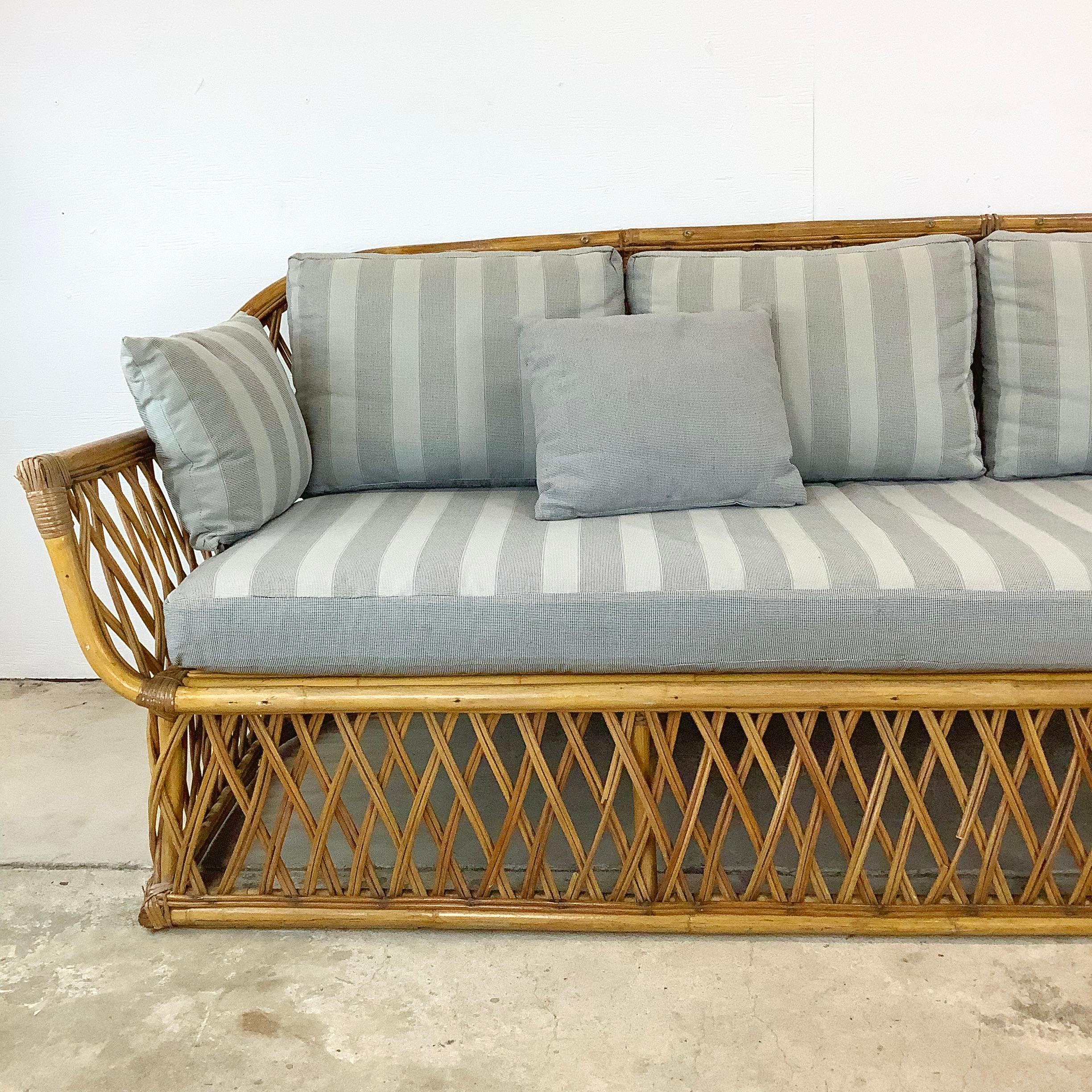Unknown Vintage Coastal Split Reed Sofa after Ficks Reed For Sale