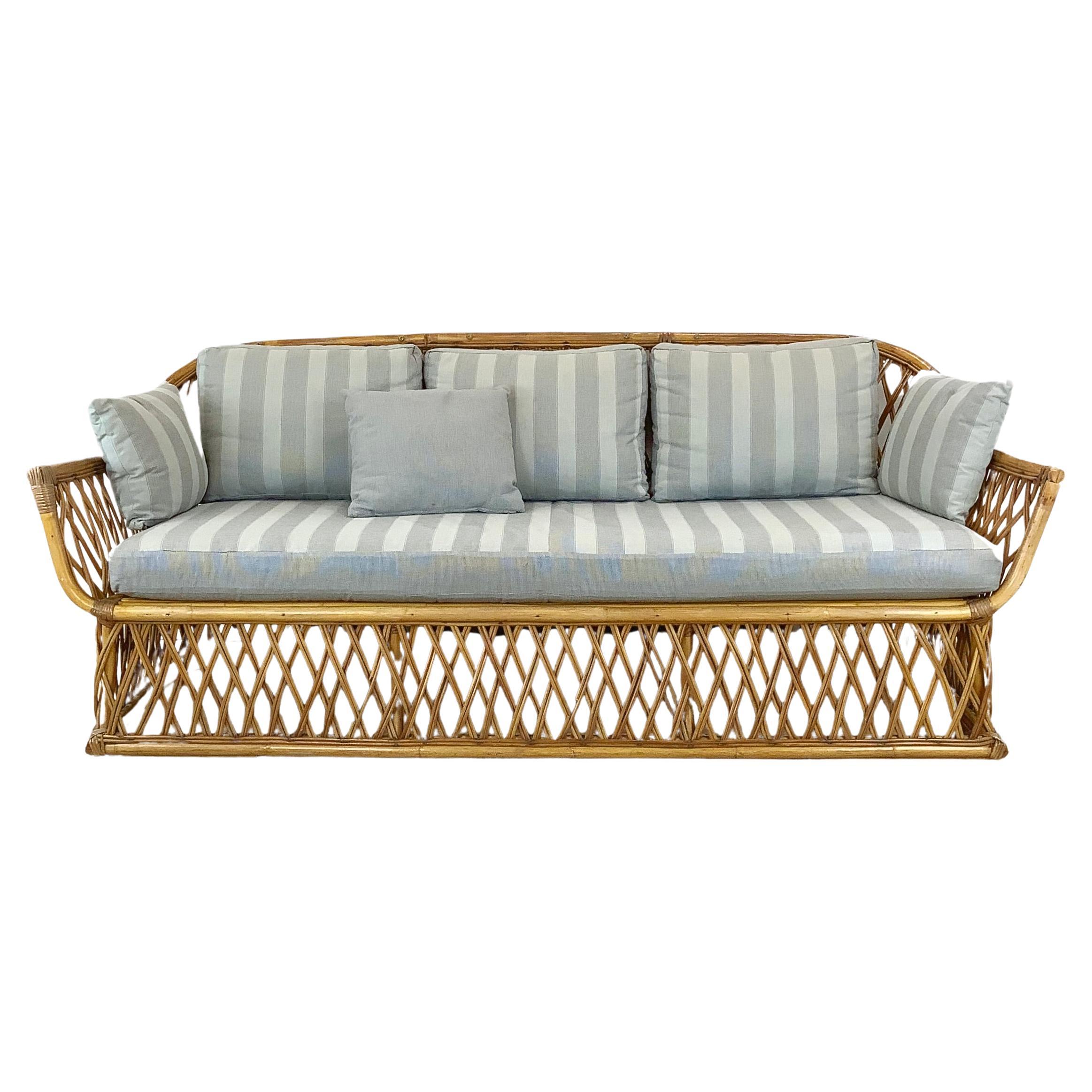 Sofa vintage en roseau fendu d'après Ficks Reed