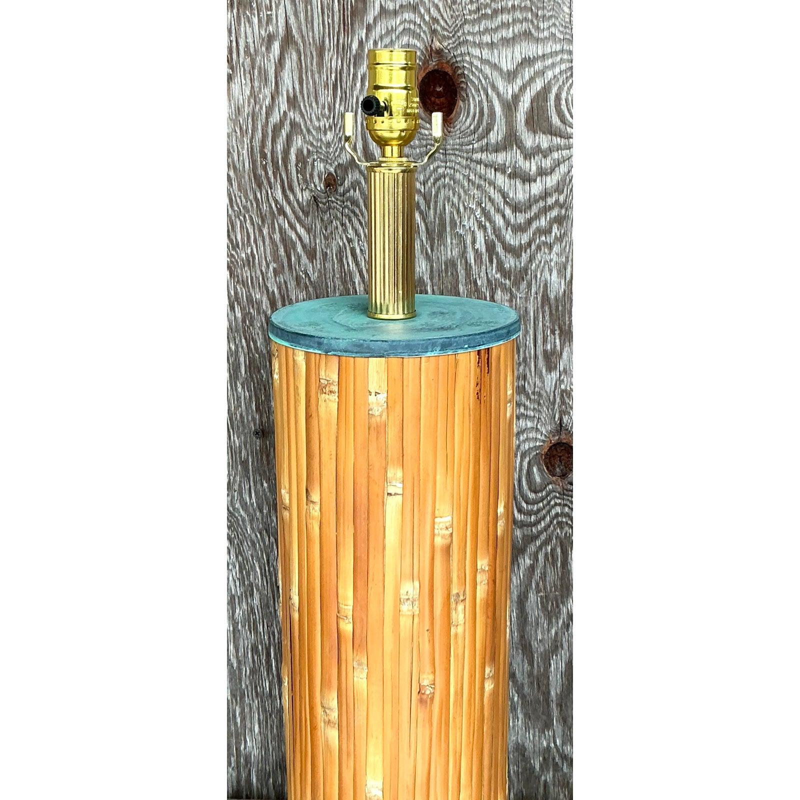 Vintage Coastal Split Reed Table Lamp In Good Condition For Sale In west palm beach, FL