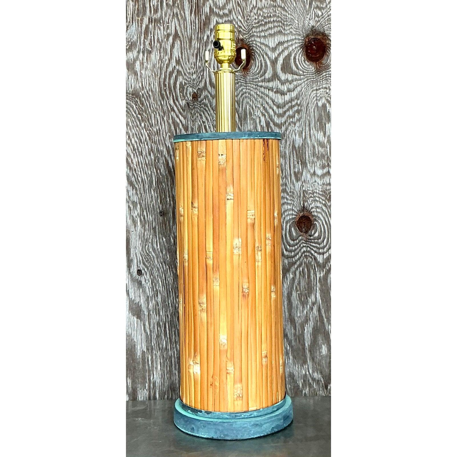 Vintage Coastal Split Reed Table Lamp For Sale 1