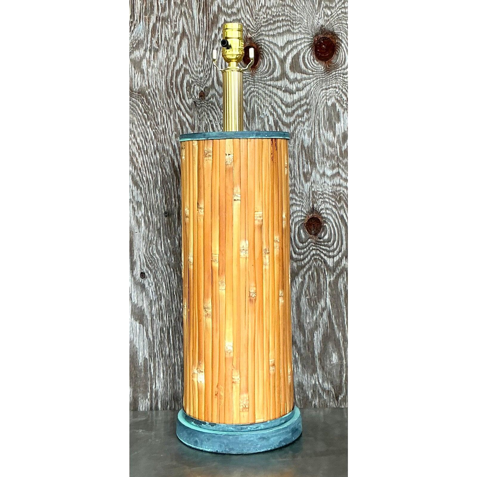 Vintage Coastal Split Reed Table Lamp For Sale 2