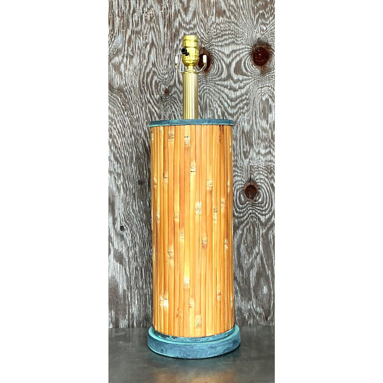 Vintage Coastal Split Reed Table Lamp For Sale 3