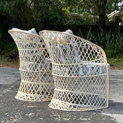 Vintage Coastal Spun Fiberglass Lounge Chairs - a Pair