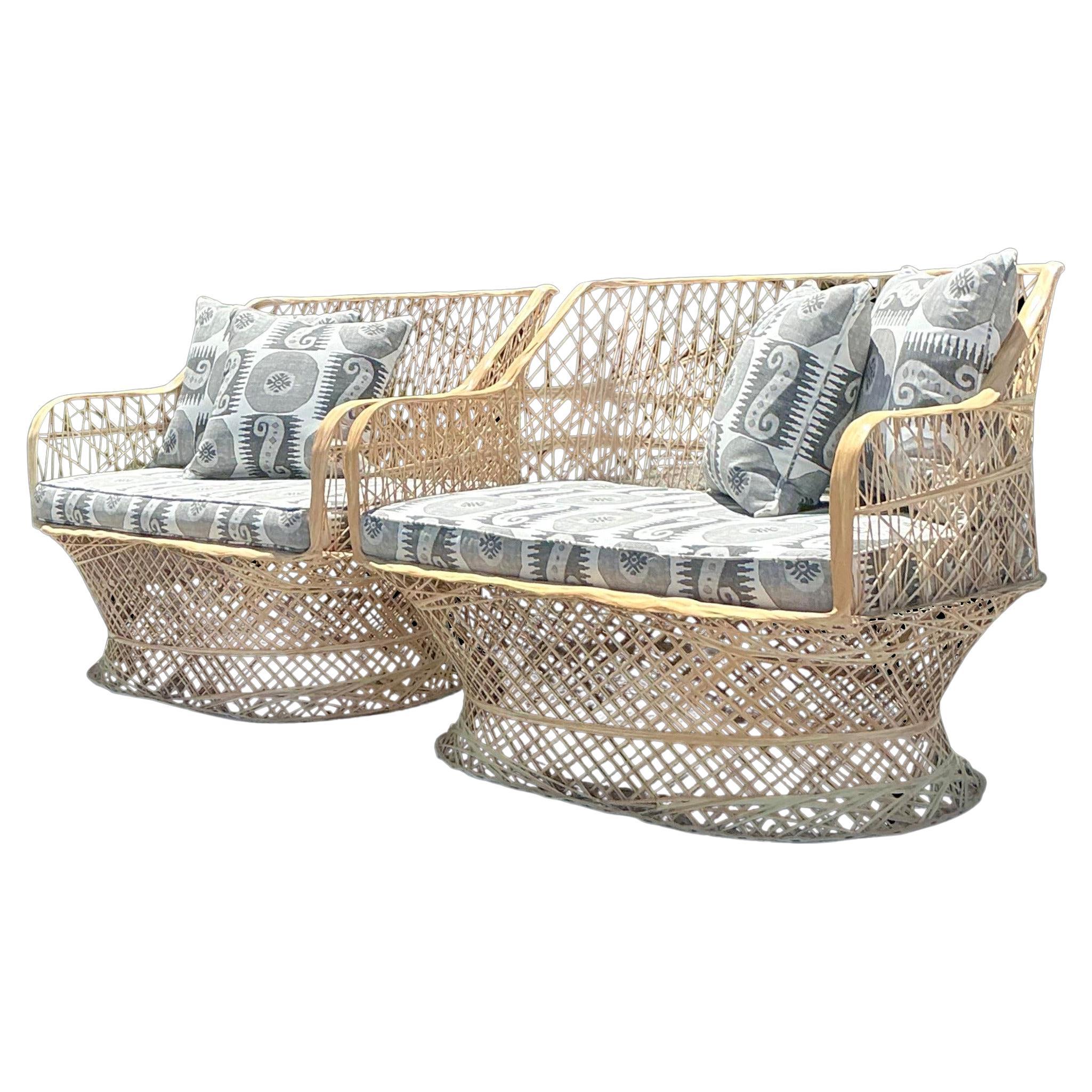 Vintage Loveseats aus gesponnenem Fiberglas an der Küste nach Russell Woodard, Paar
