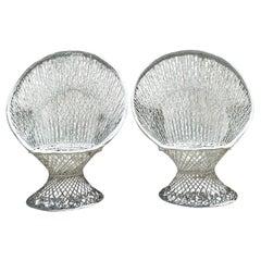 Sillas pavo real vintage Coastal de fibra de vidrio hilada según Russell Woodard - un par