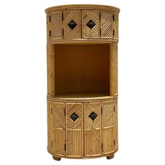 Vintage Coastal Stacked Bamboo Circular Dry Bar