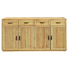 Vintage Coastal Stacked Bamboo Credenza