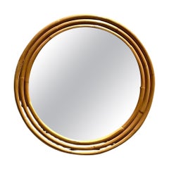 Vintage Coastal Stacked Rattan Round Mirror