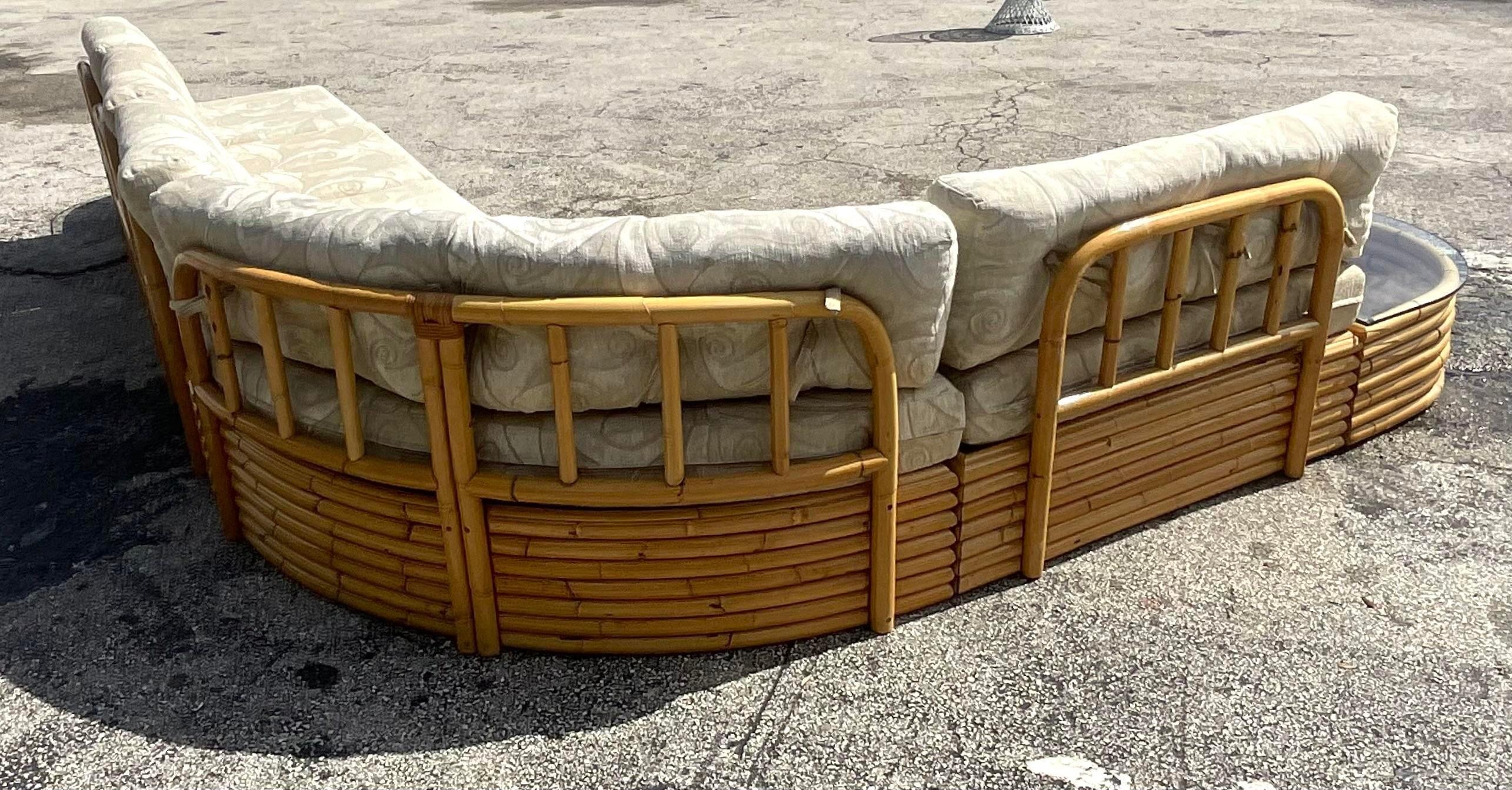 Philippine Vintage Coastal Stacked Rattan Sectional Sofa