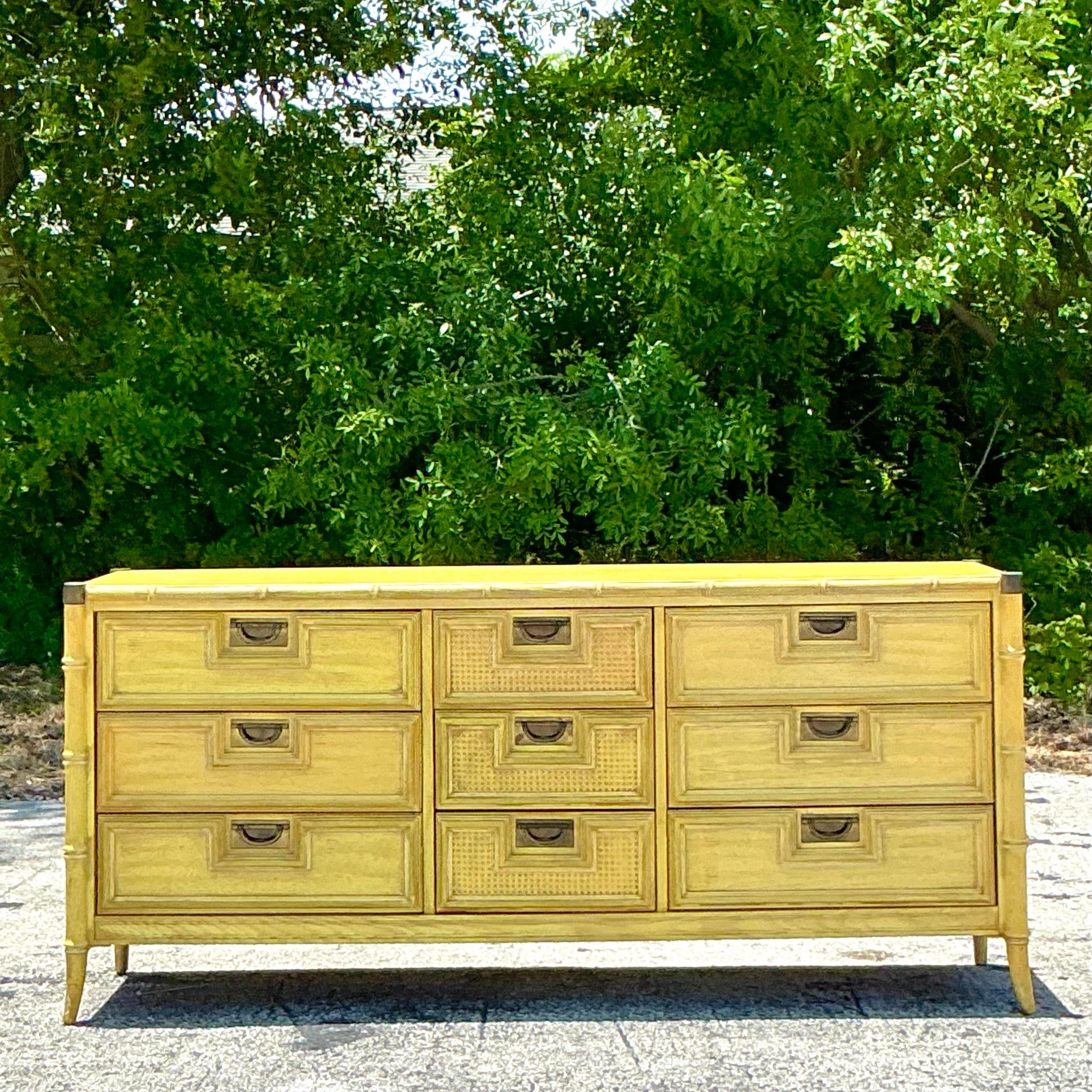 American Vintage Coastal Stanley Cane Front Dresser