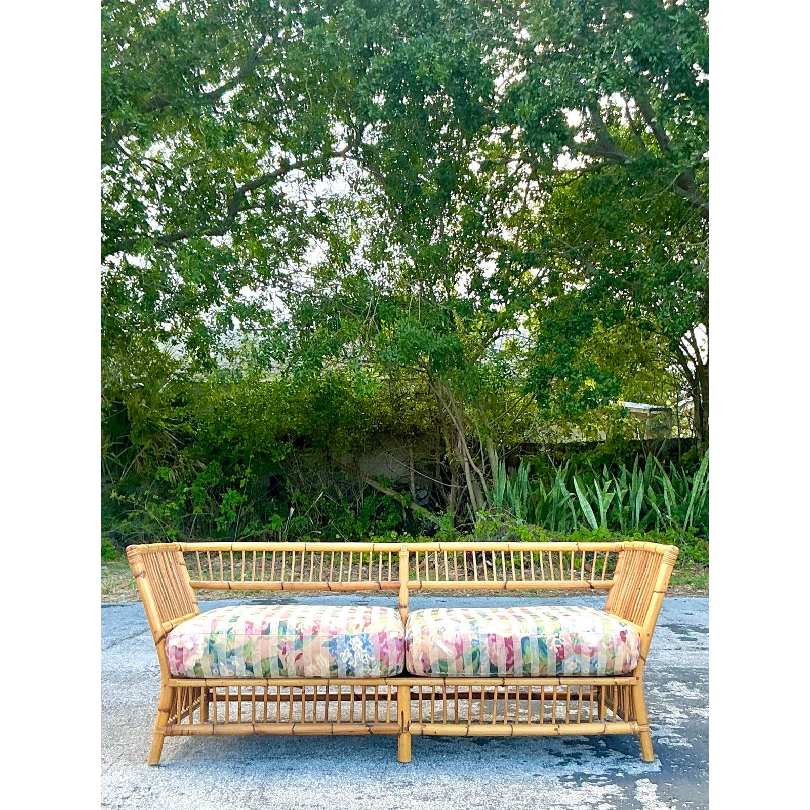 Coastal Stick Bambus Loveseat, Vintage im Angebot 3