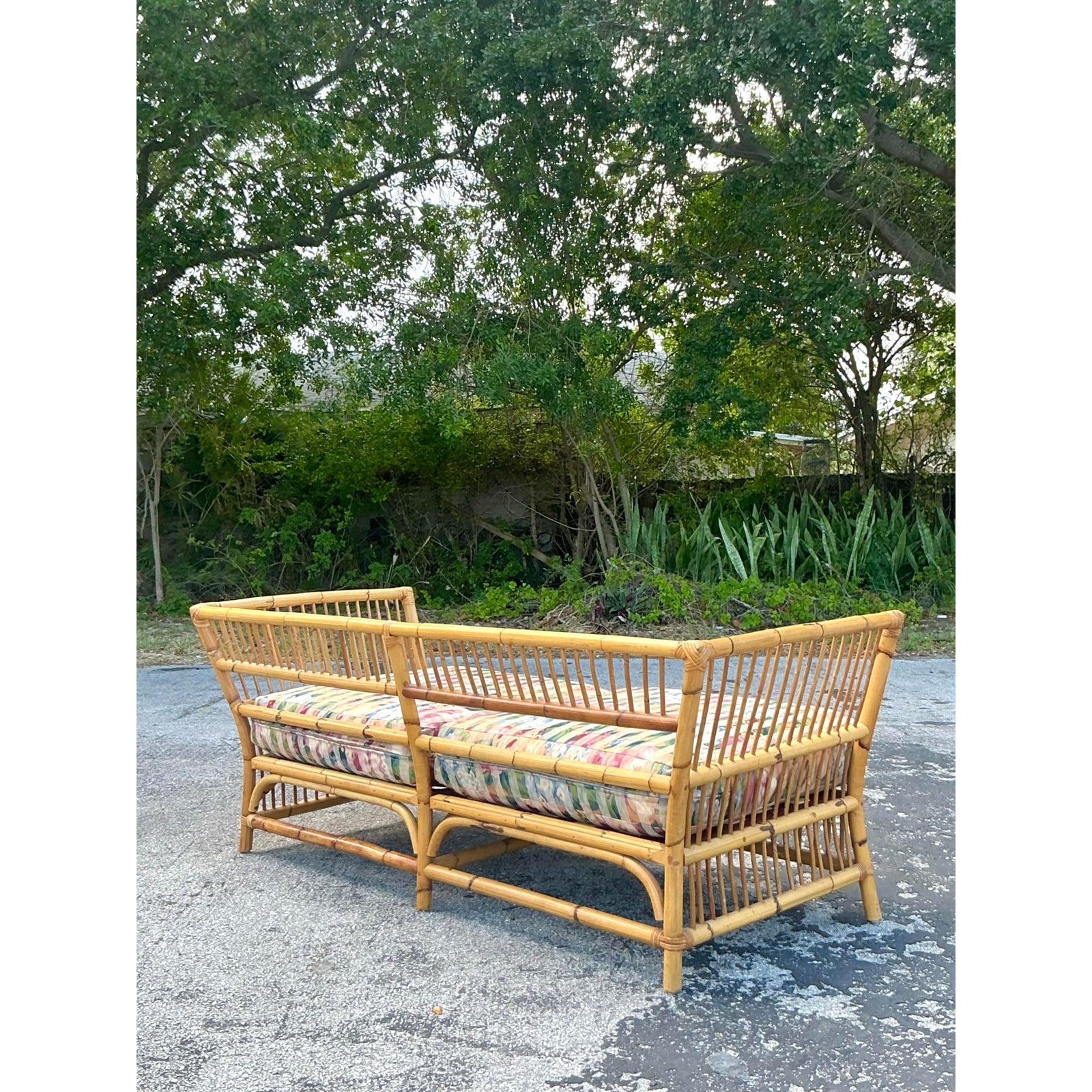 Coastal Stick Bambus Loveseat, Vintage (Philippinisch) im Angebot