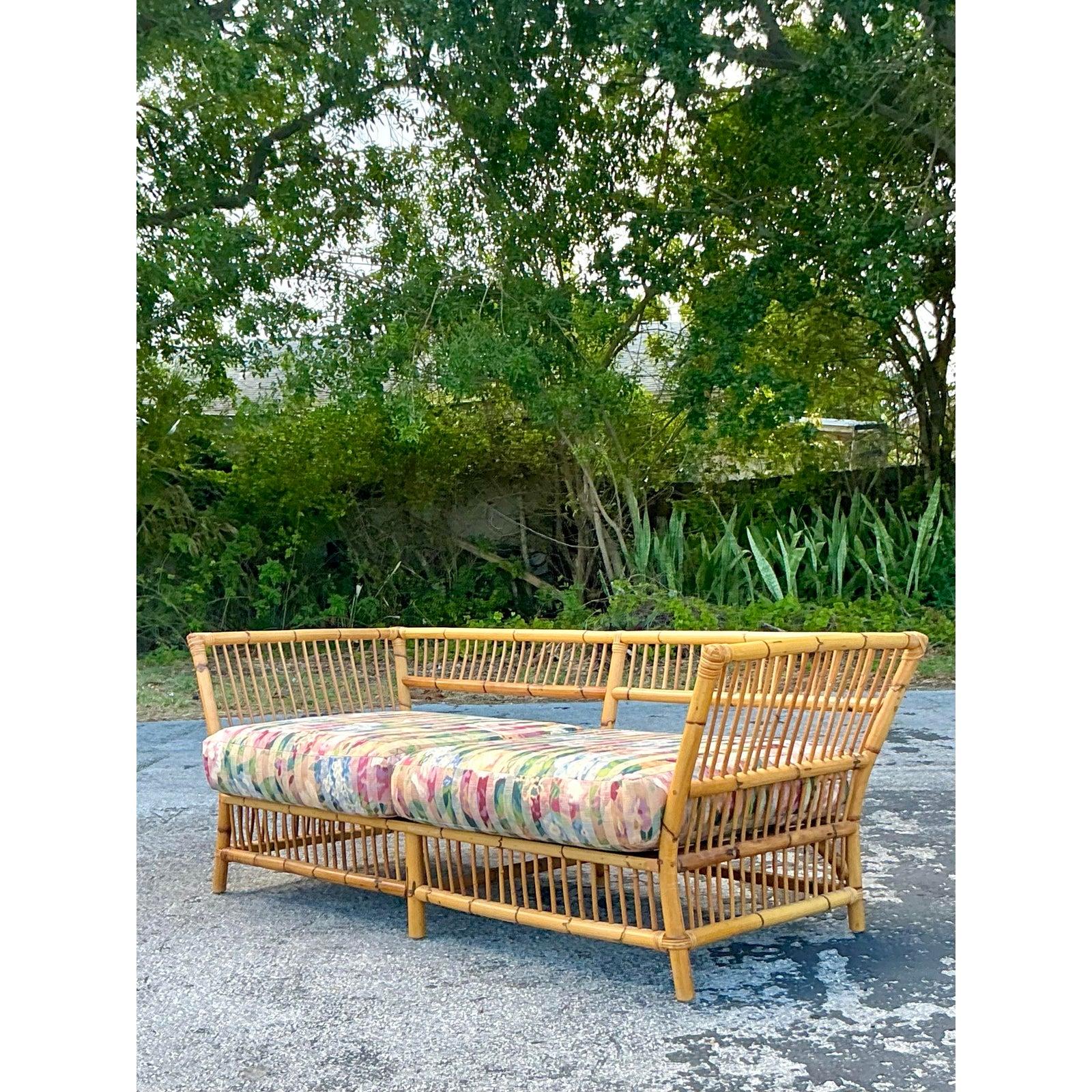 Coastal Stick Bambus Loveseat, Vintage im Angebot 1