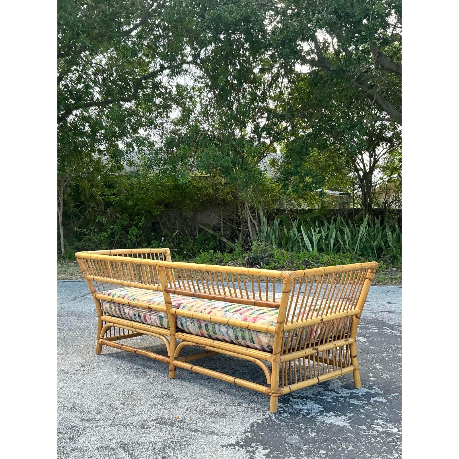 Coastal Stick Bambus Loveseat, Vintage im Angebot 2