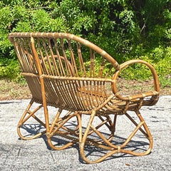 Vintage Coastal Stick Rattan Loop Loveseat