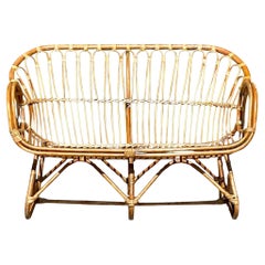 Vintage Coastal Stick Rattan Loop Loveseat