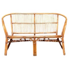Vintage Coastal Stick Rattan Loveseat