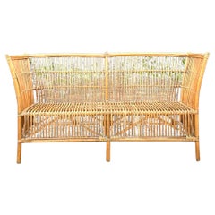 Vintage Coastal Stick Rattan Loveseat