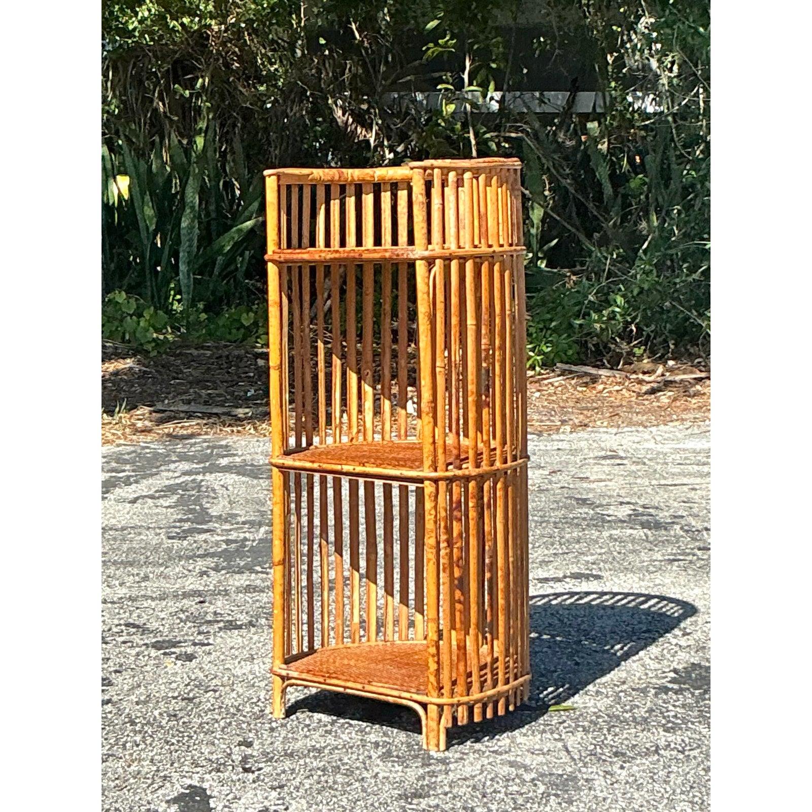 Filippino Etagere piccola in rattan a bastone Vintage By in vendita
