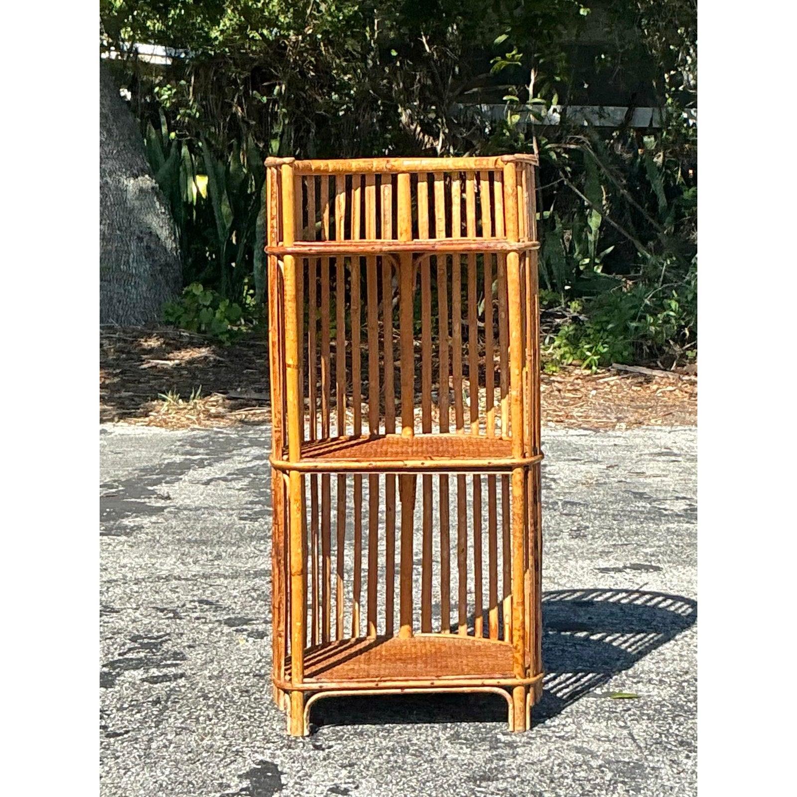 XX secolo Etagere piccola in rattan a bastone Vintage By in vendita