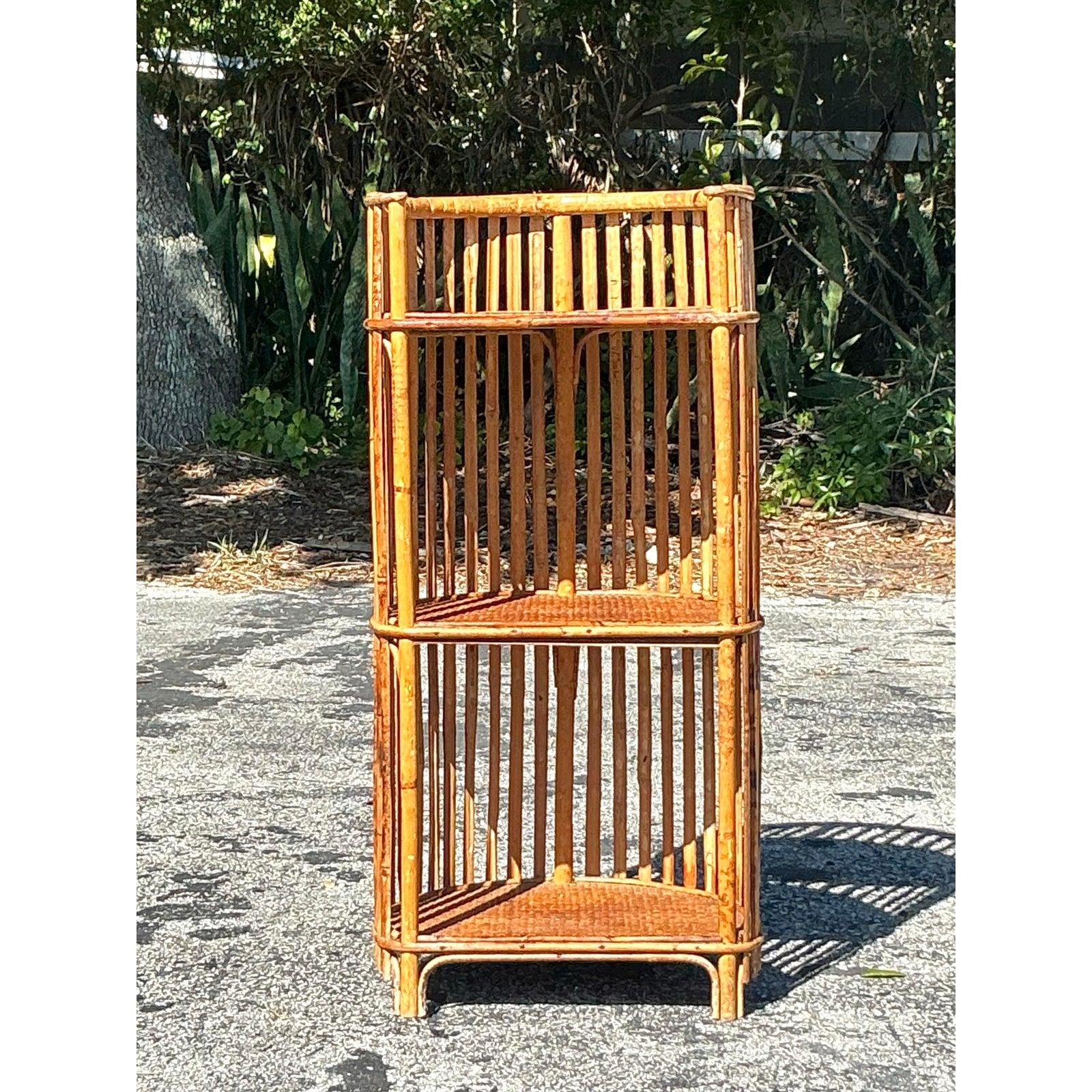 Rattan Etagere piccola in rattan a bastone Vintage By in vendita