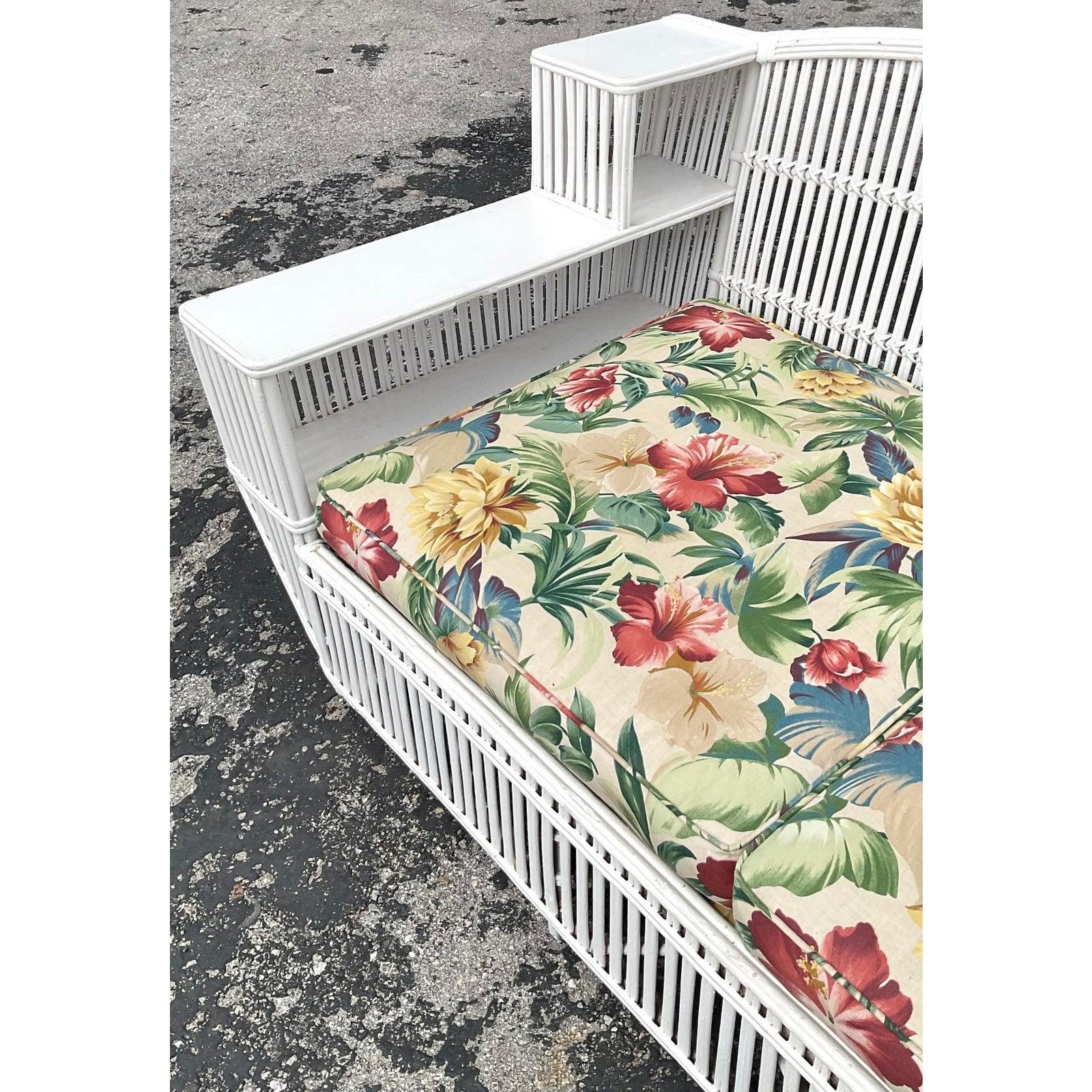 Tissu Canapé vintage en rotin côtelé d'après Bielecky Brothers en vente